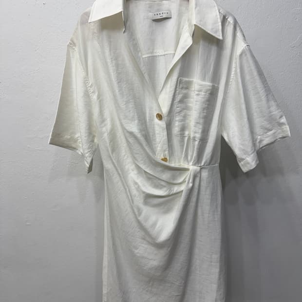 정품) 산드로 화이트 셔츠형 원피스 34