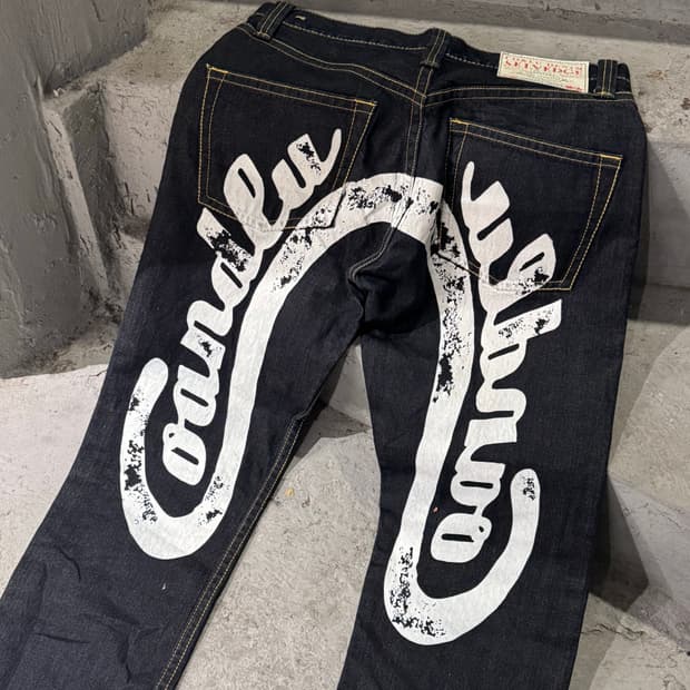 Co & Lu 셀비지 프린팅 데님팬츠