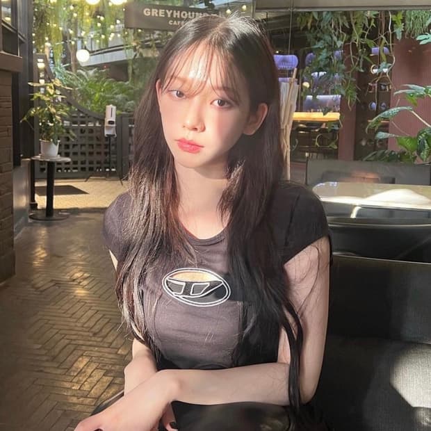 (W) 디젤 T-안지 피카부 로고 티셔츠 블랙