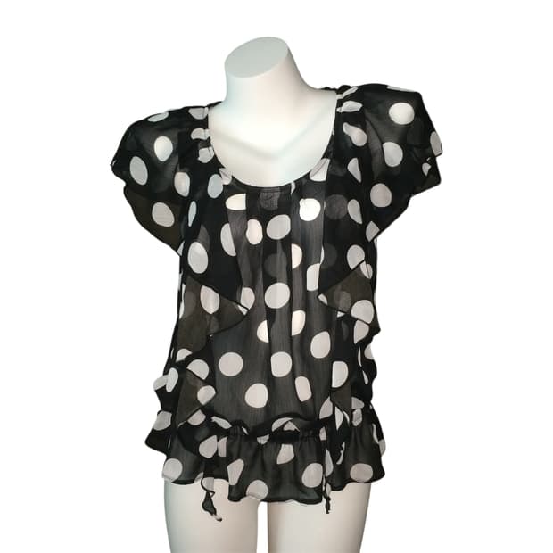 도트 프릴 러플 블라우스