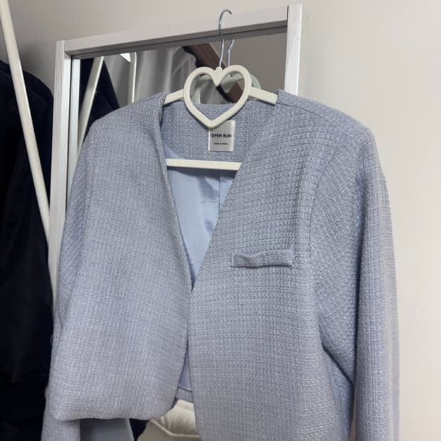 보세 트위드 자켓 여름용 소라색