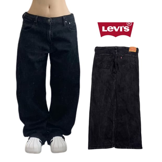 리바이스 569 새깅 와이드 데님팬츠 블랙