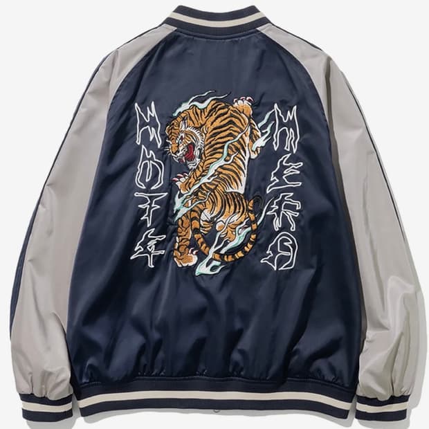 낫포너드 Tiger Satin Blouson Jacket 네이비