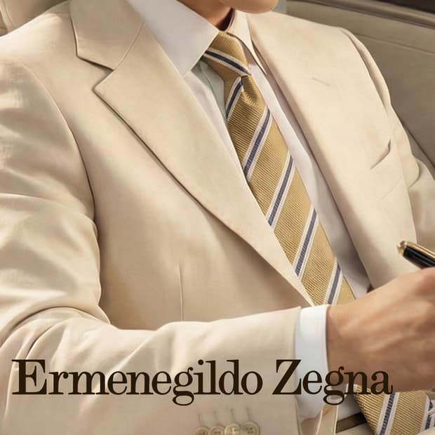 에르메네질도 제냐 브라운 스트라이프 넥타이 9.6cm A등급 K2152
