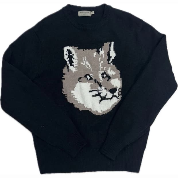 메종키츠네 빅폭스 블랙 니트 M사이즈