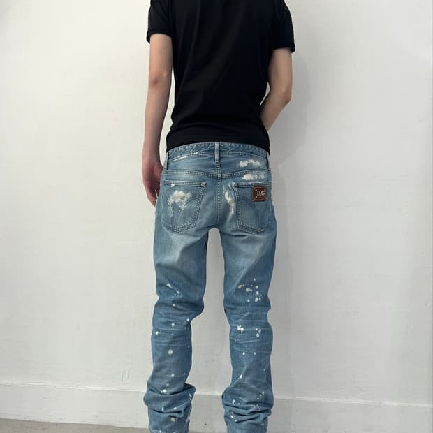 돌체앤가바나 FW2005 이레귤러 페인트 워싱 슬림진