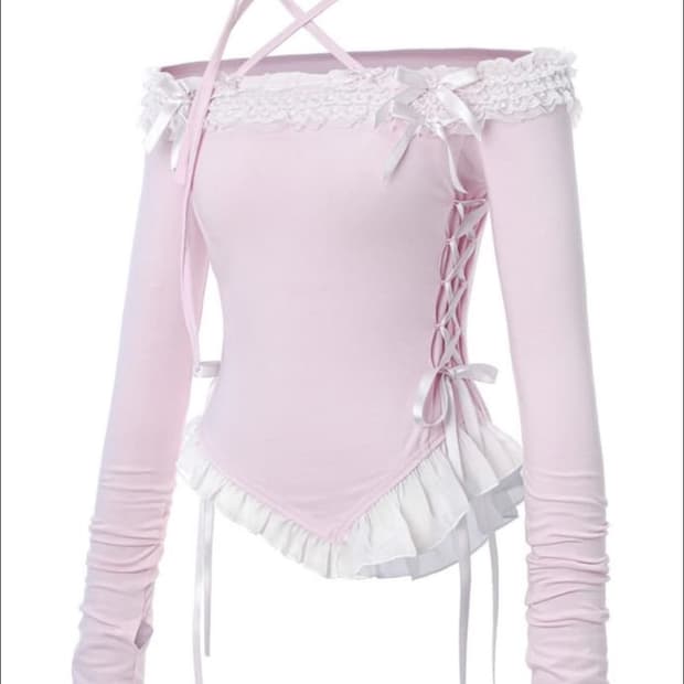 슈슈체리 돌리히메 오프숄더 티 베이비핑크 쿨핑