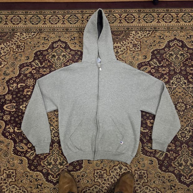90s 빈티지 러셀 후드집업 그레이 M