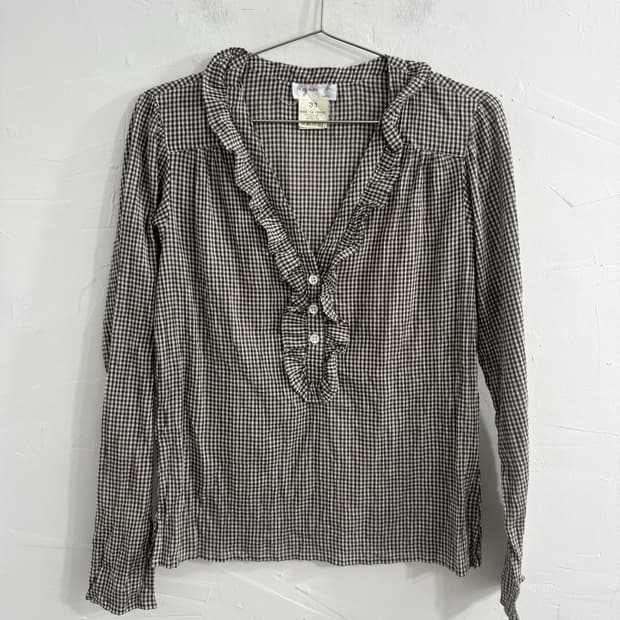 Agnes brown check blouse