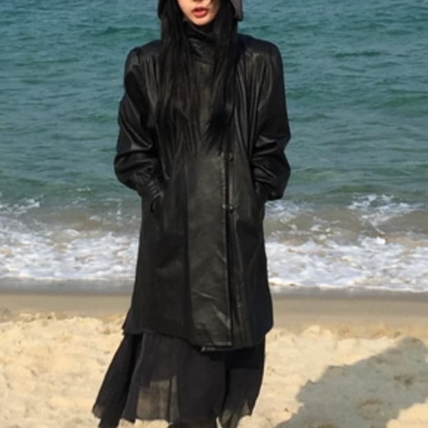 리얼레더 하이넥 카코트