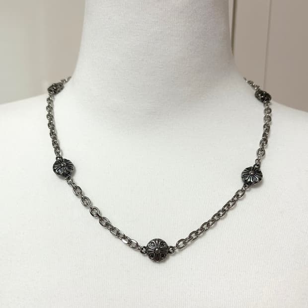 실버 플라워 체인 목걸이 [새상품]