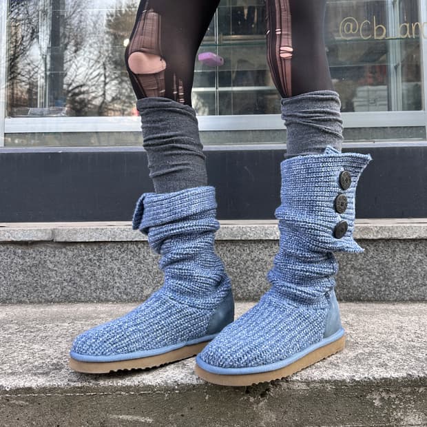 00s 스카이 블루 니트 어그 카디 부츠