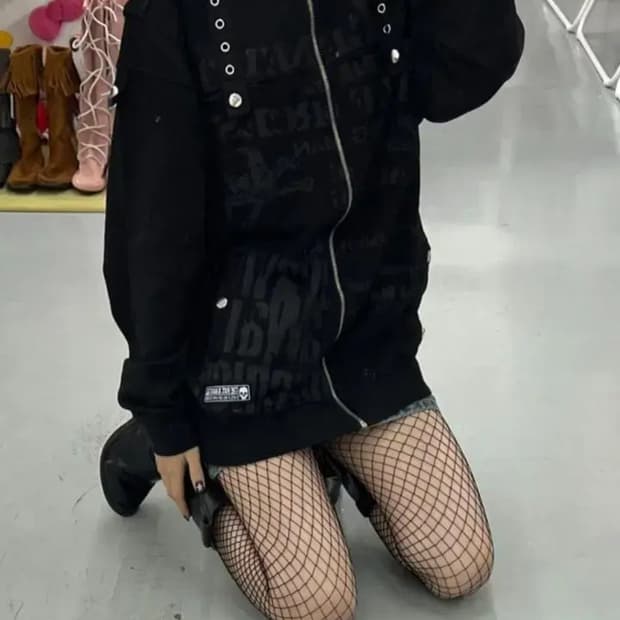 center clease 고스펑크 져지 집업 펑크룩 y2k 해골