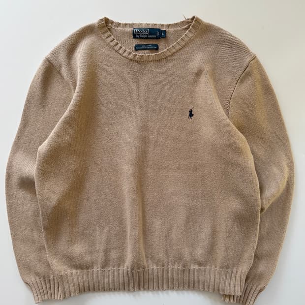 Polo 폴로 랄프로렌 베이지컬러 코튼 라운드넥 니트