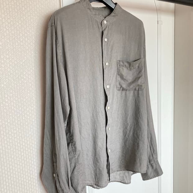 MUJI 무인양품 무지 린넨 셔츠 스탠드 밴드 차이나 칼라