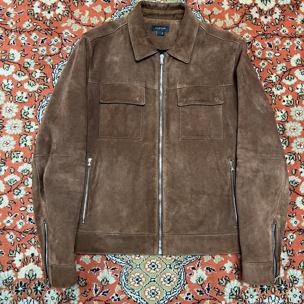 [L] 질스튜어트 리얼레더 스웨이드 브라운 트러커 자켓