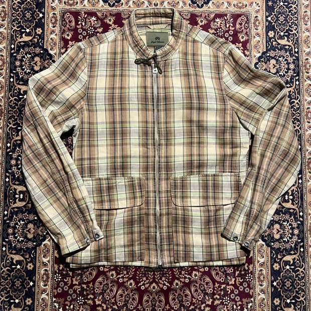 나이젤 카본 린넨 체크 집업 워크 자켓