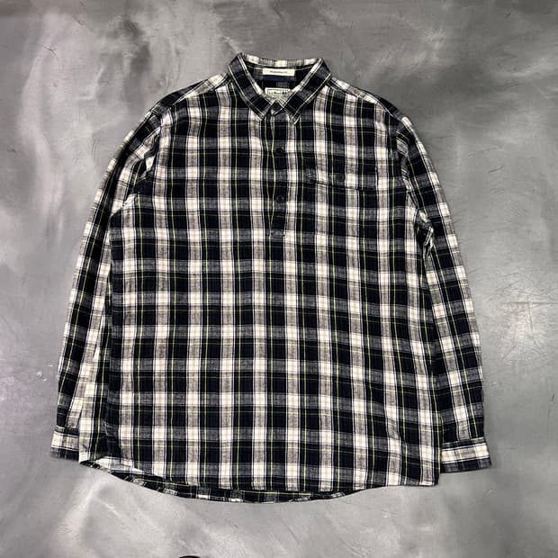  엘엘빈 하프 버튼 체크셔츠 y14543
