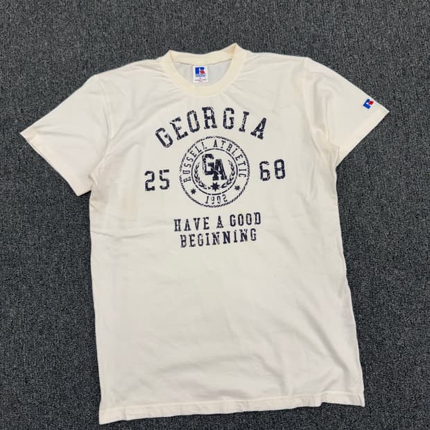 L)러셀 USA 빈티지 프린팅 반팔