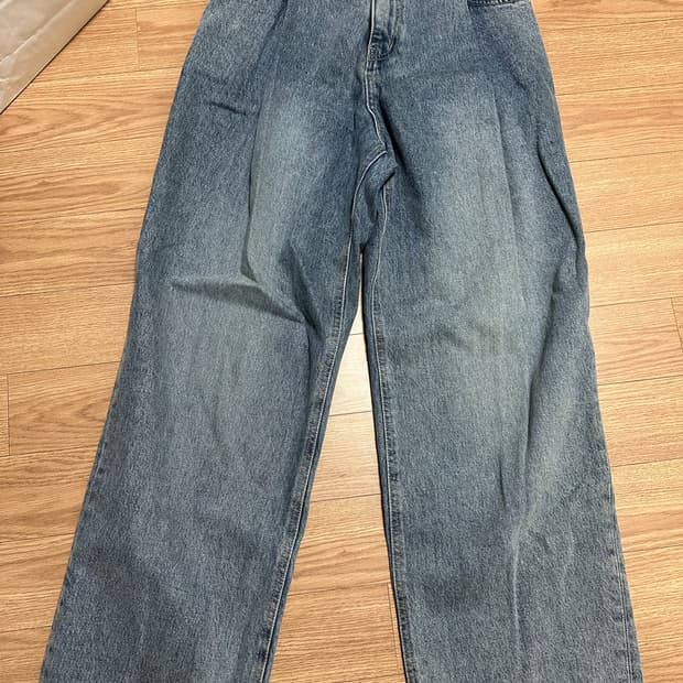 (size 1) 비긴202 콘밀 원턱 와이드 데님 팬츠 루즈 블루 청바지