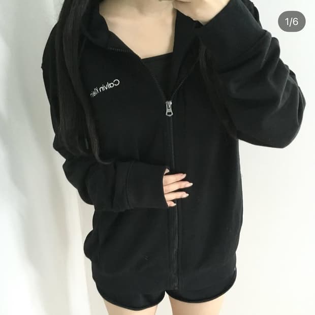 캘빈클라인 블랙 후드집업