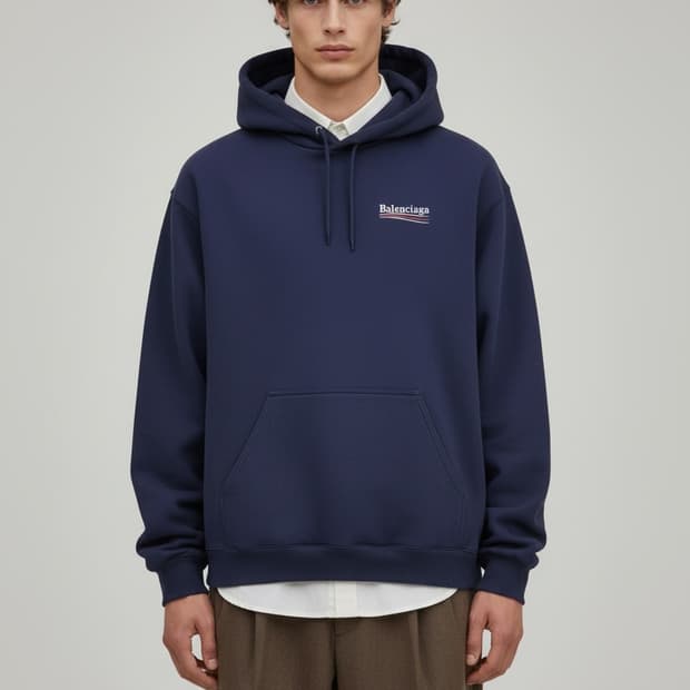 XL / 발렌시아가 자수 웨이브 로고 후드티