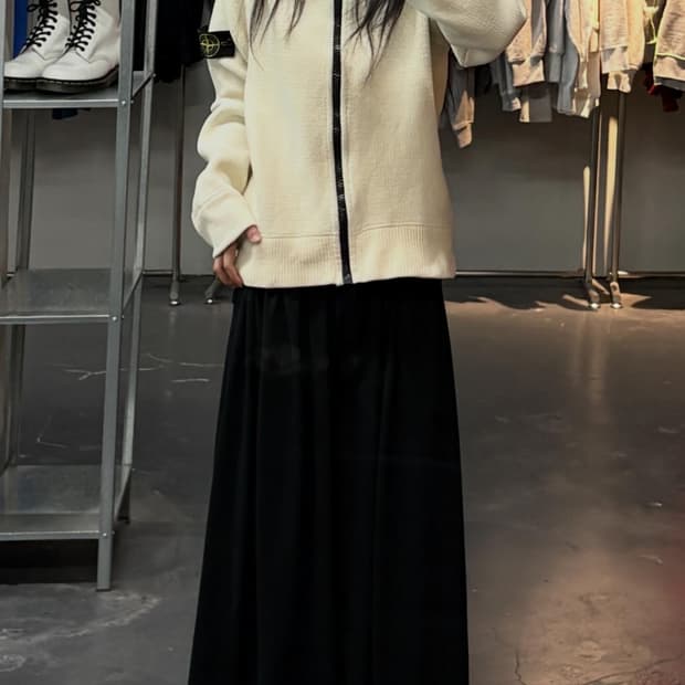 스톤아일랜드 아이보리 니트집업 후드자켓 A3814