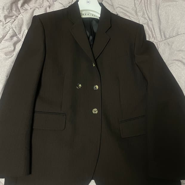 렉토23fw 빈티지스트라이프 버진울 자켓 브라운