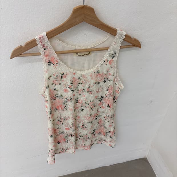 Floral Printed Lace Overlay Sleeveless