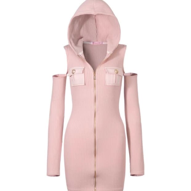 베이비메탈클럽 베메클 골드 버튼 후디 원피스 핑크