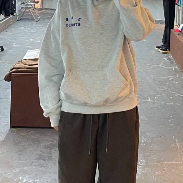 아이앱 스튜디오 라이트 그레이 후드티 H1347