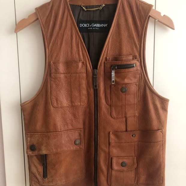 돌체앤가바나 빈티지 멀티포켓 양가죽 베스트 자켓