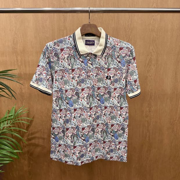 프레드 페리 리버티 반팔 카라 티셔츠 페이즐리 패턴 멀티 컬러