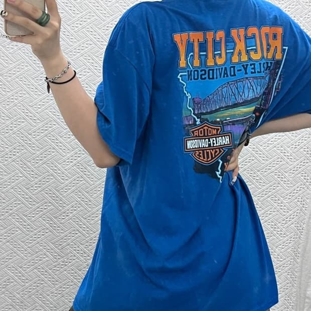 할리 데이비슨 스트릿 레트로 레이싱 바이커 반팔티 XL C13138