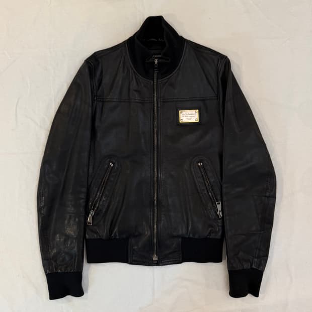 00s 돌체앤가바나 아카이브 램스킨 플레이트 레더자켓 블랙