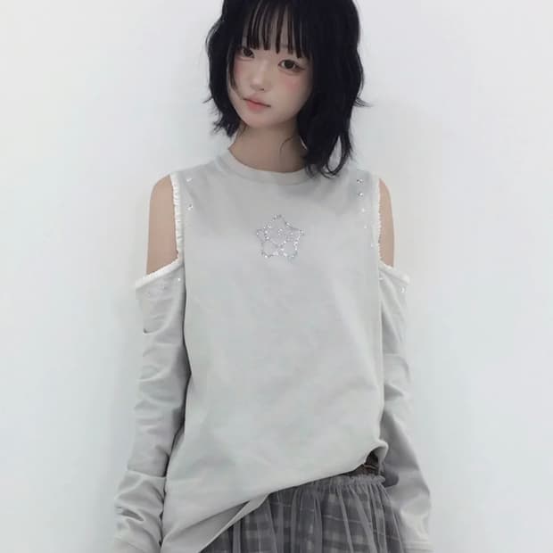 뚜오미오 CUT-OUT LACE LONG SLEEVES [BEIGE]