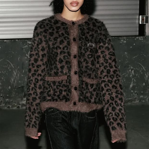 배드블러드 레오파드 모헤어 가디건 m
