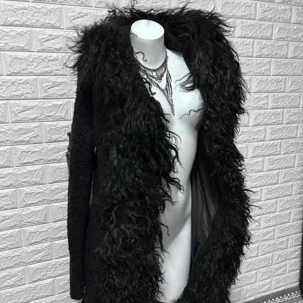 Iro 롱 드레이프 퍼 후드 가디건