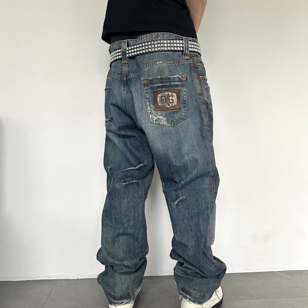 돌체앤가바나 파이톤 데님 새깅진