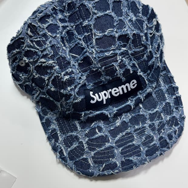 슈프림 프레이드 크록 데님 캠프캡 인디고- 25SS