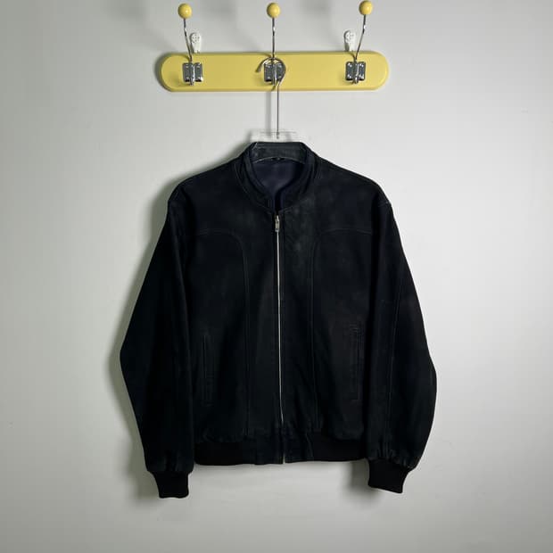 크로스조 블루 스티치 스웨이드 봄버 자켓 