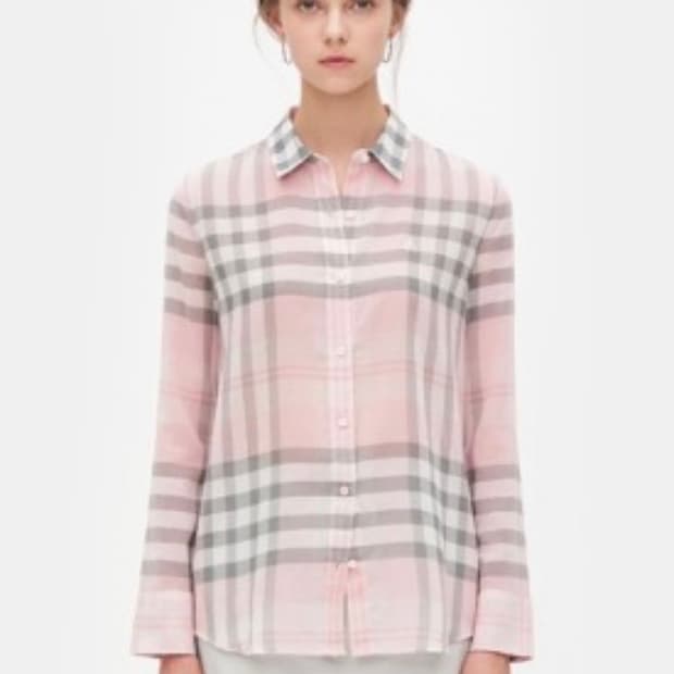 빈폴레이디스 핑크 빅체크 기본 셔츠(100)  