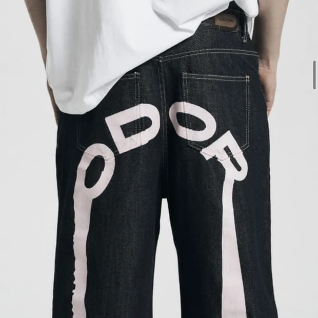 새상품) 오도어 logo drop denim in pink 데님