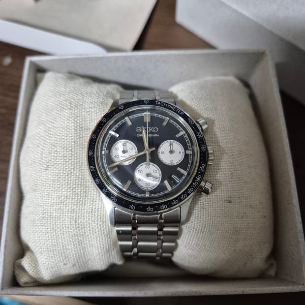 세이코 SSB477 청판 38mm 세이코 크로노크래프 빈티지느낌 검정