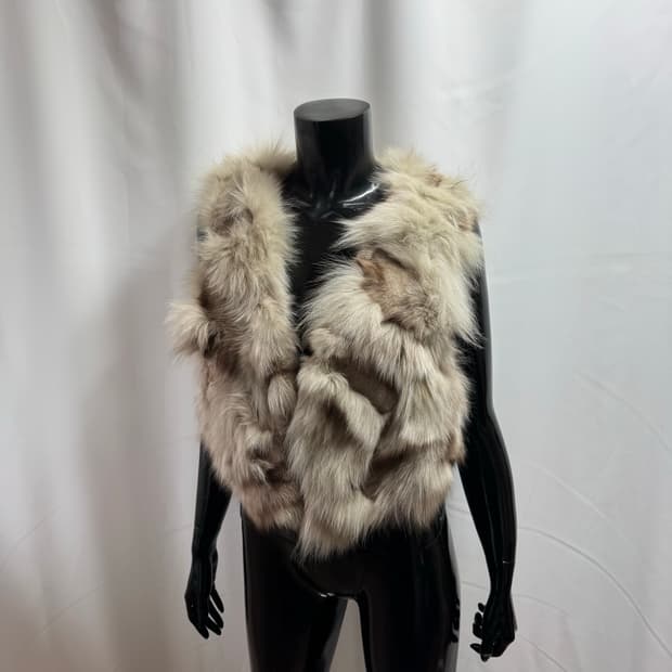 크롭 폭스 퍼 조끼