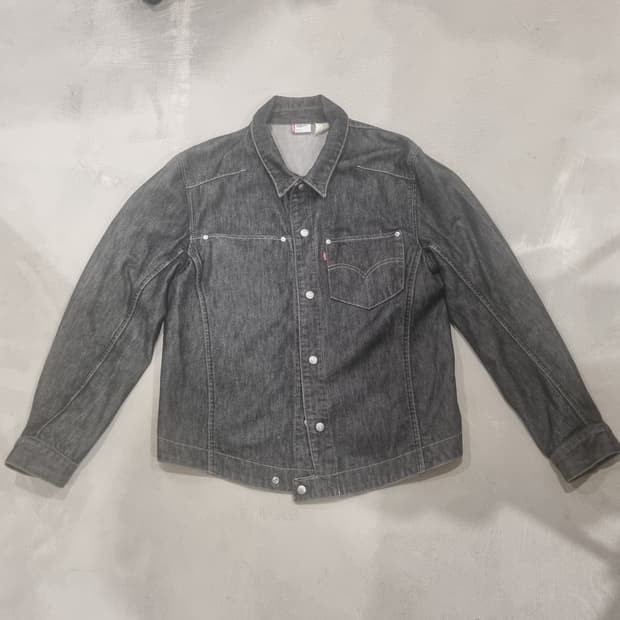 미국 리바이스 엔지니어드진 귀한색 흑청데님 청자켓 L사이즈
