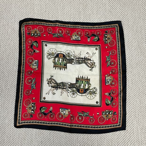 빈티지 클래식 캐리지 아트 스카프