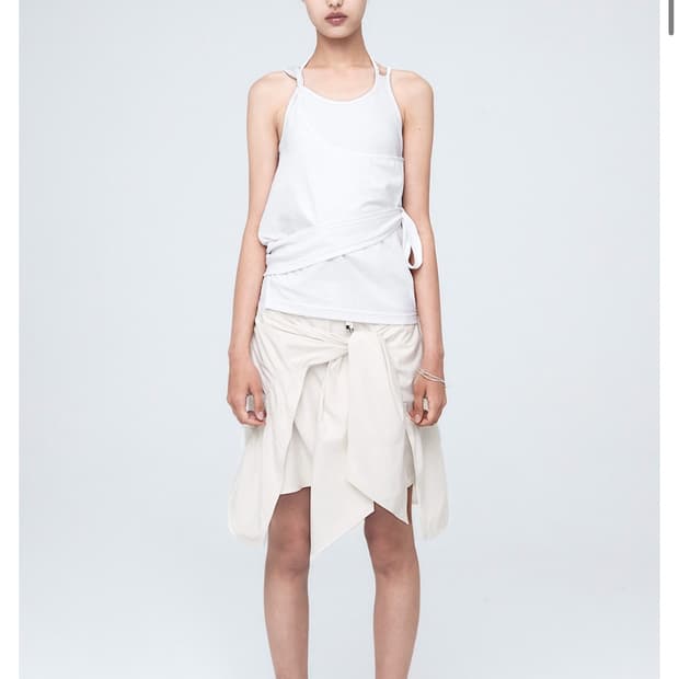 nache 나체 PUCKERING TIE SKIRT IVORY 스커트