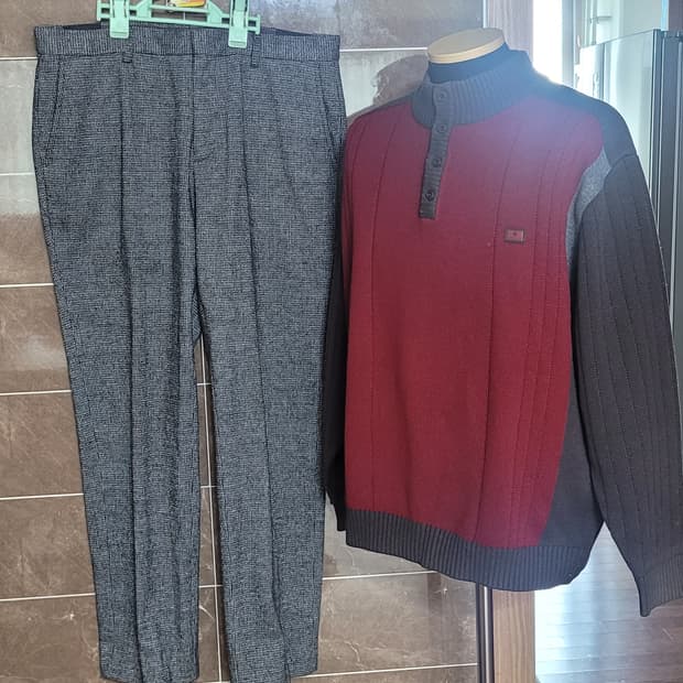 (남성여유100사이즈)인디안 반집업 니트(모100