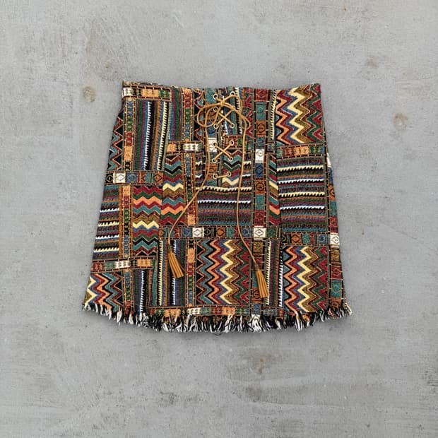 VTG hippie fringe skirt 에스닉 스커트